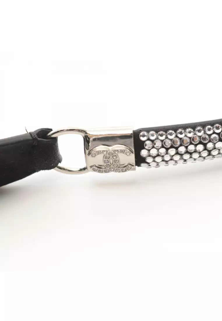 網上選購 Chanel Pre-Loved Chanel belt suede lambskin black clear silver ...