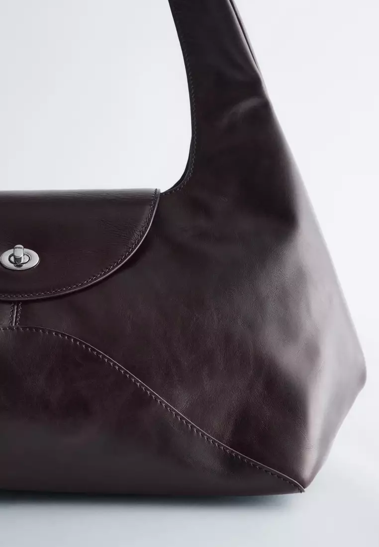 Curved Suede Shoulder Bag
