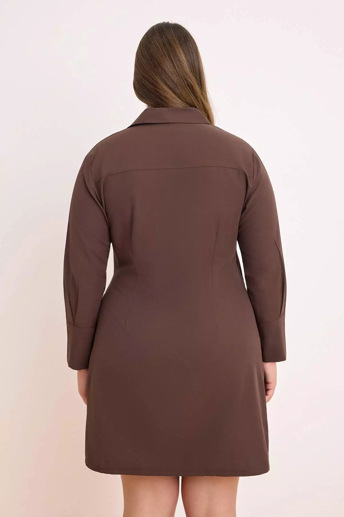 brown plus size shirt dress Plus Woven Button Shirt Dress 2XL / Cinnamon