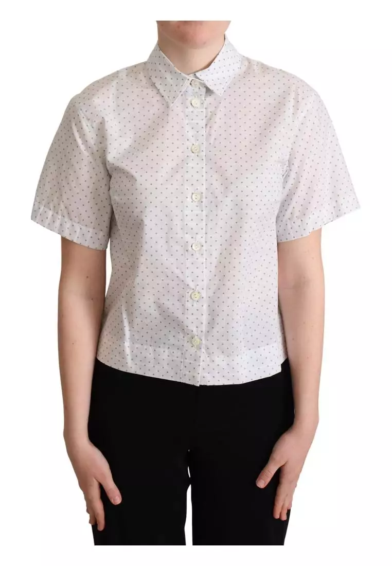 Dolce & Gabbana Gray Polka Dot Silk Long Sleeve Shirt main image 0