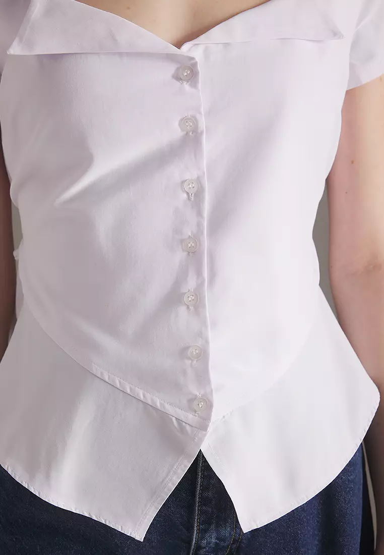 White Collar Detailed Fitted Shirt TWOSS25GO00139