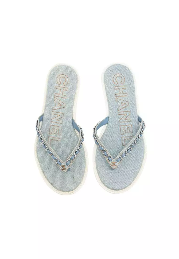 Chanel denim flip flops shop