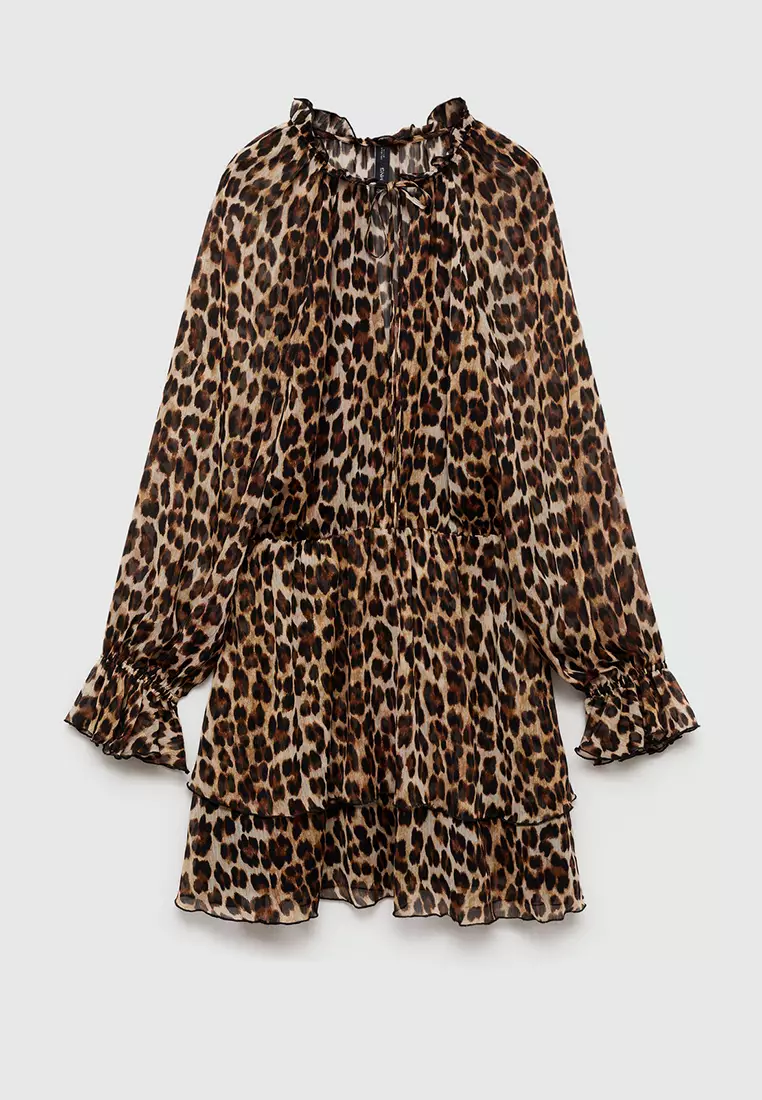 Mango pink leopard print dress new arrivals