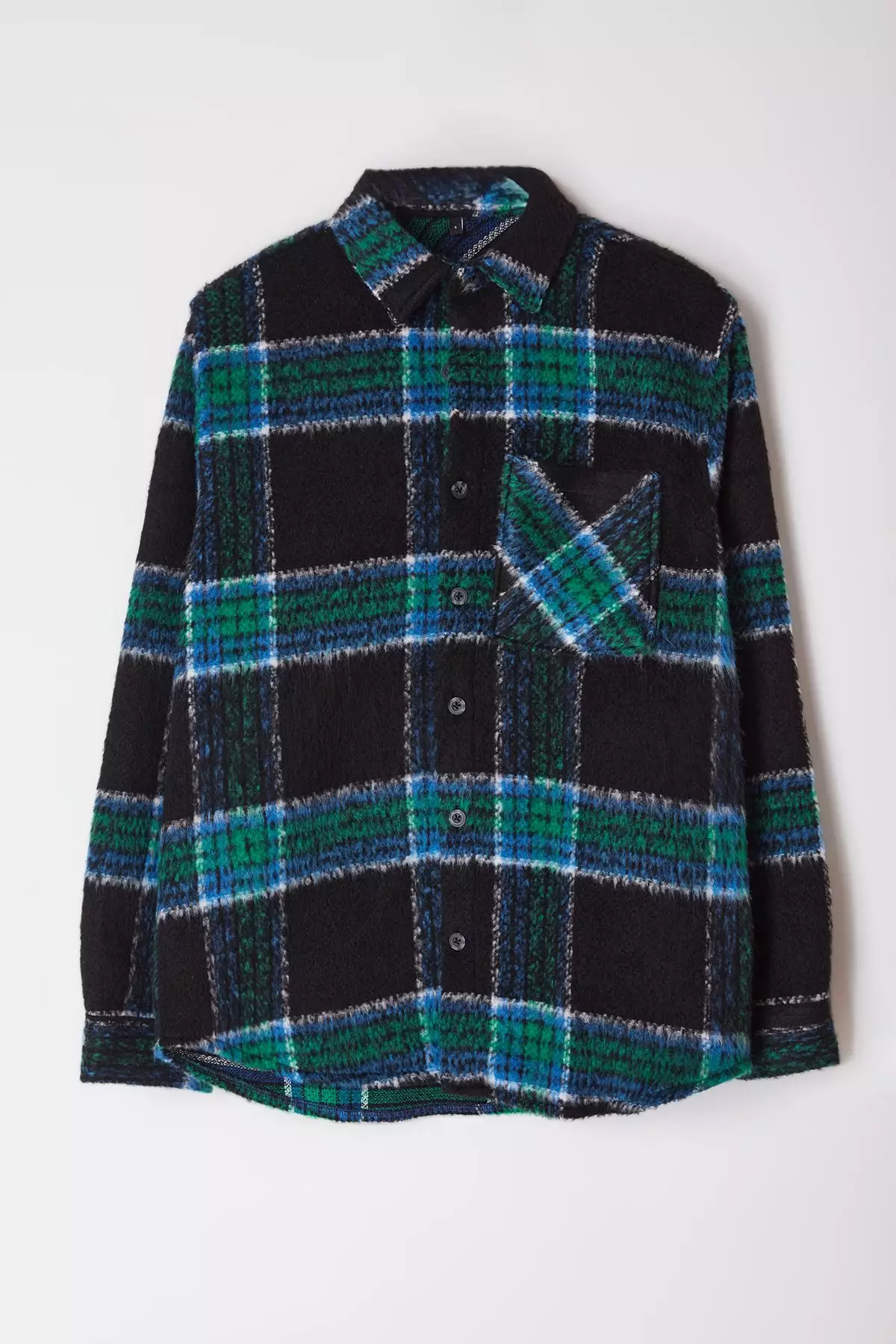 Black Unisex Oversize Fit Winter Plaid Lumberjack Shirt Jacket TMNAW25GO00024