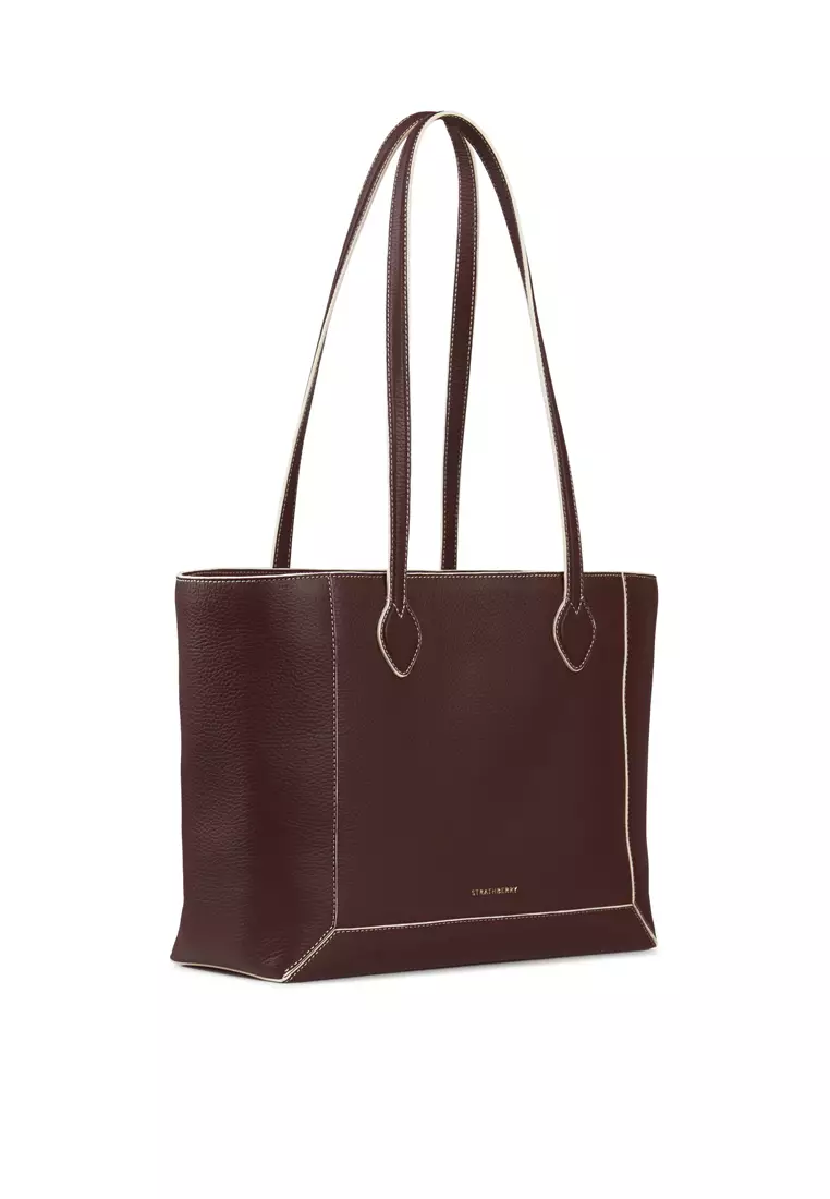 Strathberry Burgundy Lana Osette Midi Bucket Bag