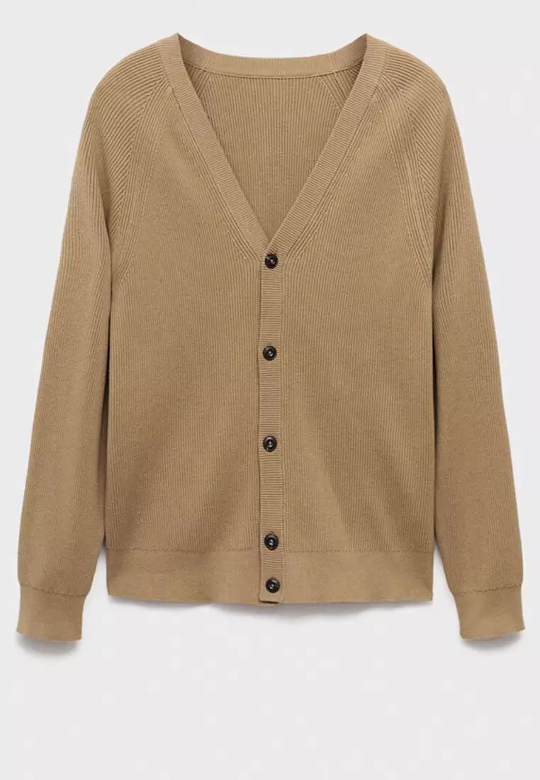 Ribbed Knitted Cardigan With Buttons