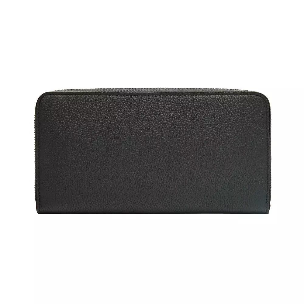 Zip Around Soft Grained Calfskin Wallet Black