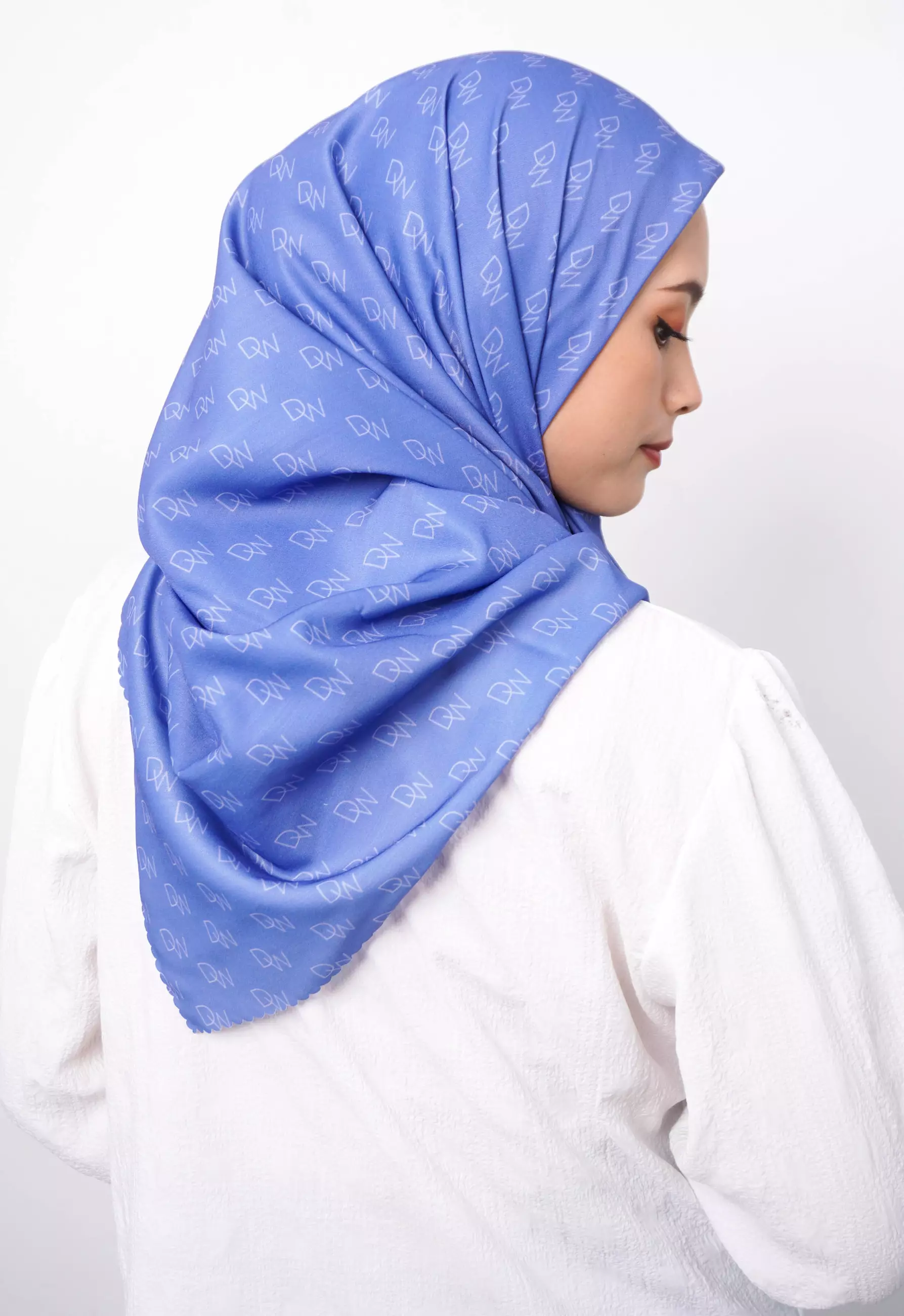 WK072 Kerudung Segi Empat Warna Niagara Biru Premium Anti Mleyot Anti Kusut Anti Lecek Blue Niagara
