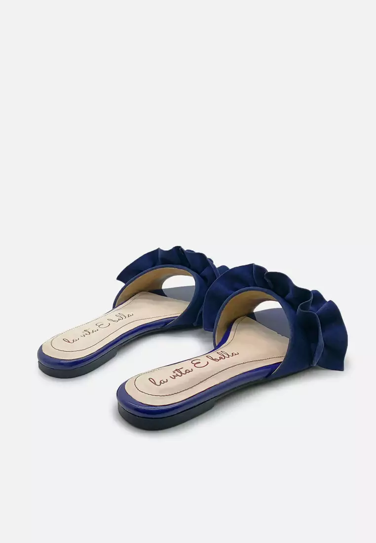 Peony Sandal Flat Ruffle Wanita