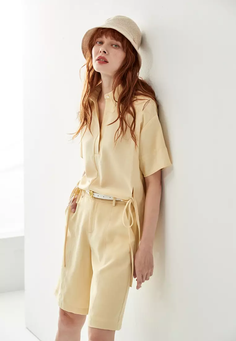 Basic Pale Yellow Bermuda