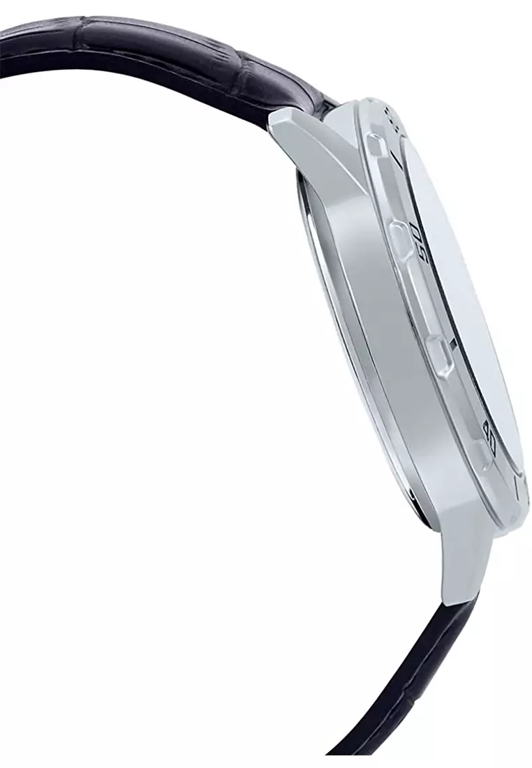 Casio - Jam Tangan Pria - Silver - Black Leather Strap - MTP-VD01L-1EV