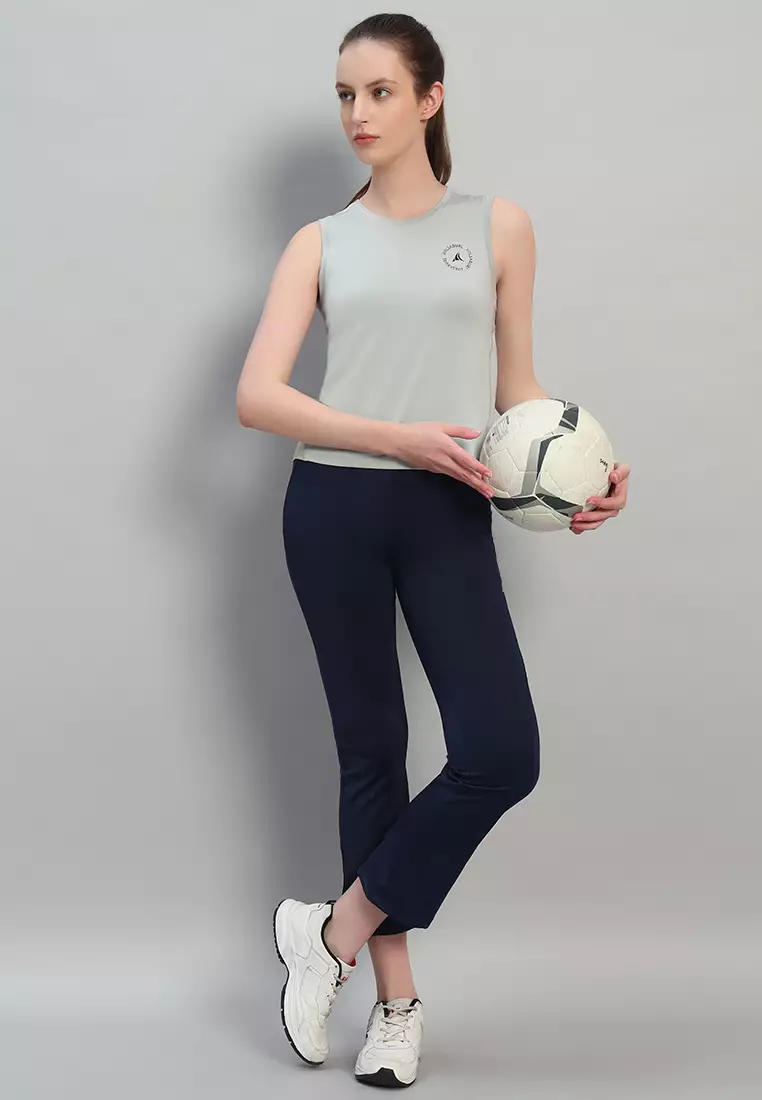 女士透氣無袖灰色訓練背心