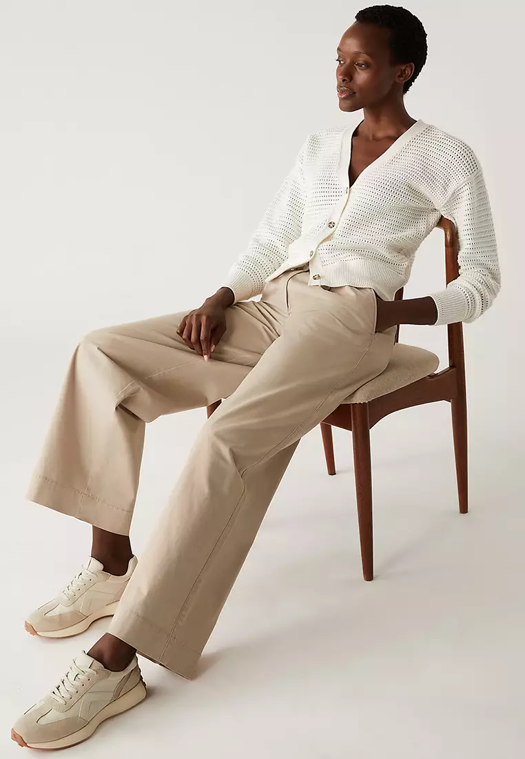 Pure Cotton Slouchy Wide Leg Chinos