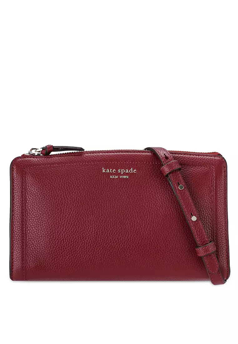 New Kate Spade Staci Small Flap Crossbody Saffiano Leather Red Current