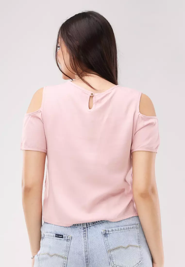 Single Twill Woven Short Sleeves Blouse