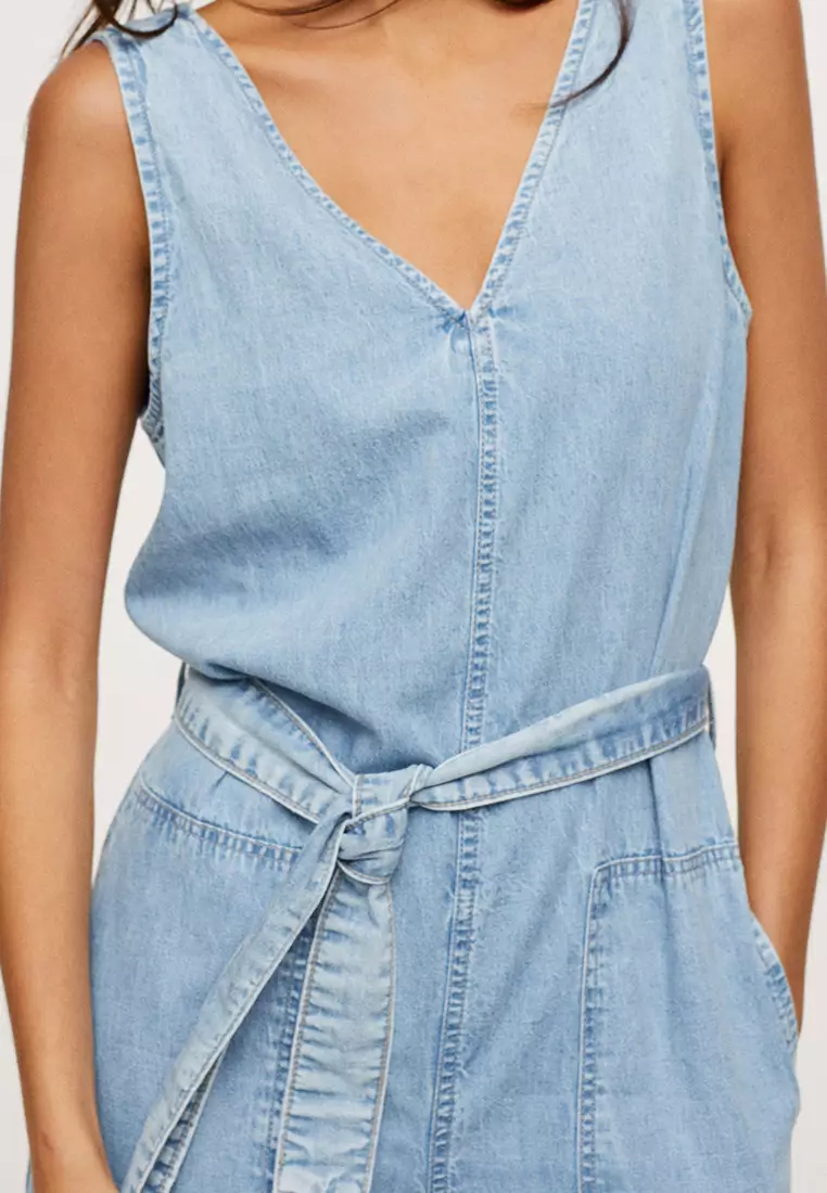 Buy Mango Belt Denim Jumpsuit 2023 Online | ZALORA Philippines