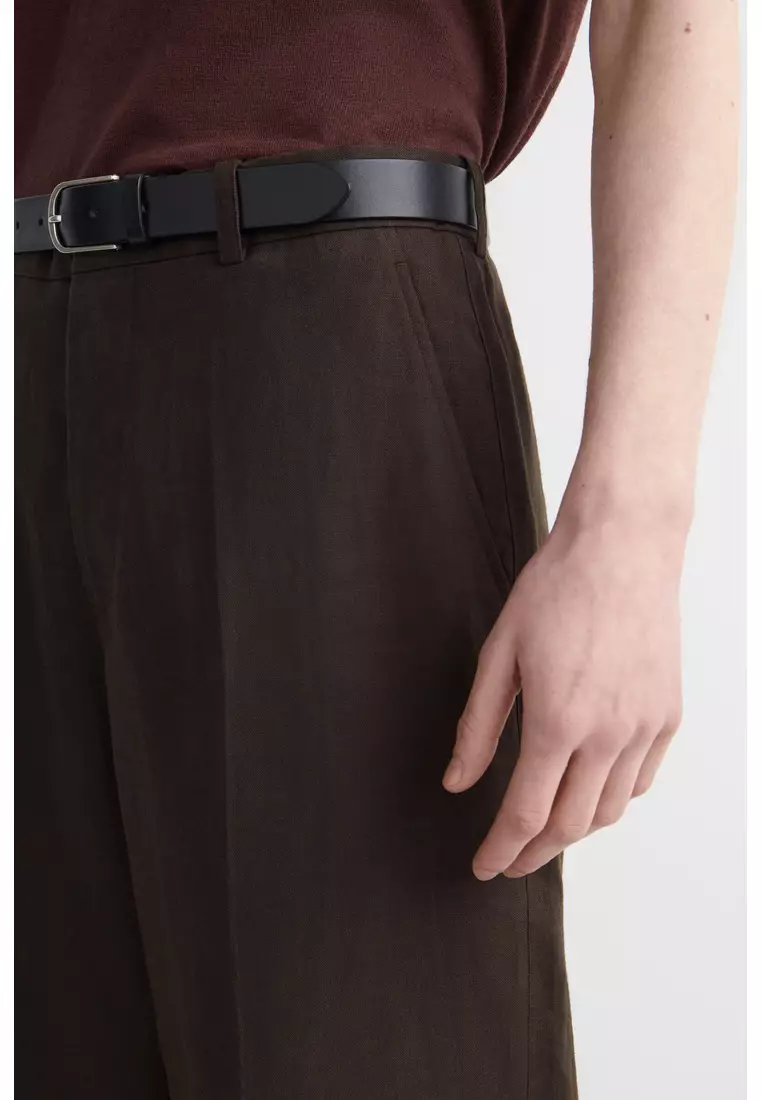 RELAXED LINEN TAPERED TROUSERS