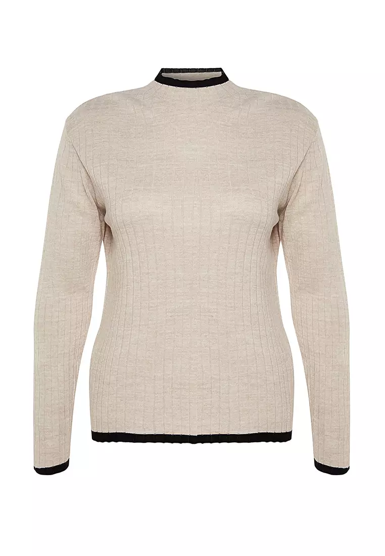 Plus Size Stripe Detailed Knitwear Sweater