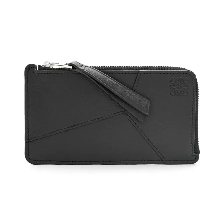 Puzzle Edge Long Coin in Classic Calfskin Cardholder Black
