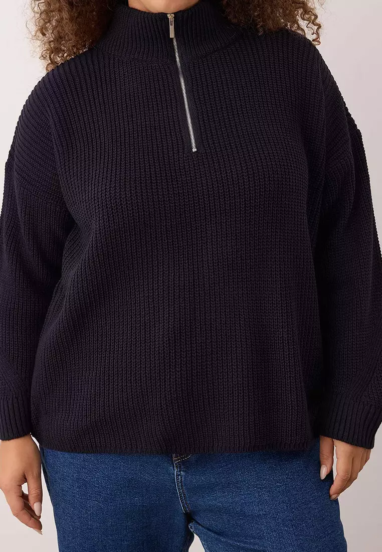 Plus Size Half-Zip Knit Sweater