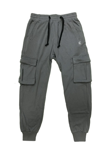 L.I.M.I.T.E grey Men's Sweat Pants with cargo pocket E4351AA96AEB96GS_1