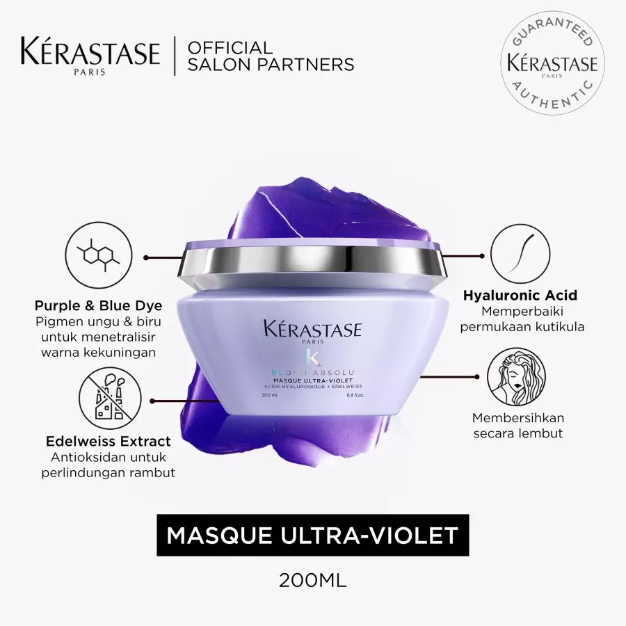 Kerastase Masque Blond Absolu Ultra Violet 200ml - Rambut Dibleach Free Gift