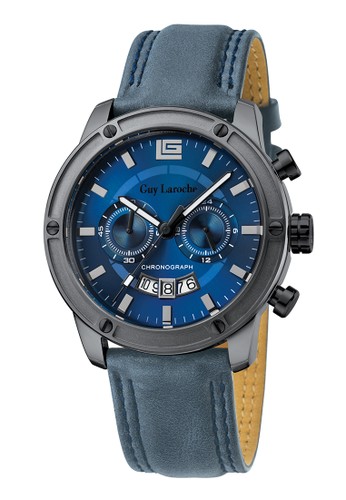 (New)Guy Laroche - G3010-02 Jam Tangan Pria - Leather strap - Biru