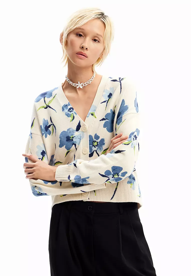 Women's floral outlet cardigan