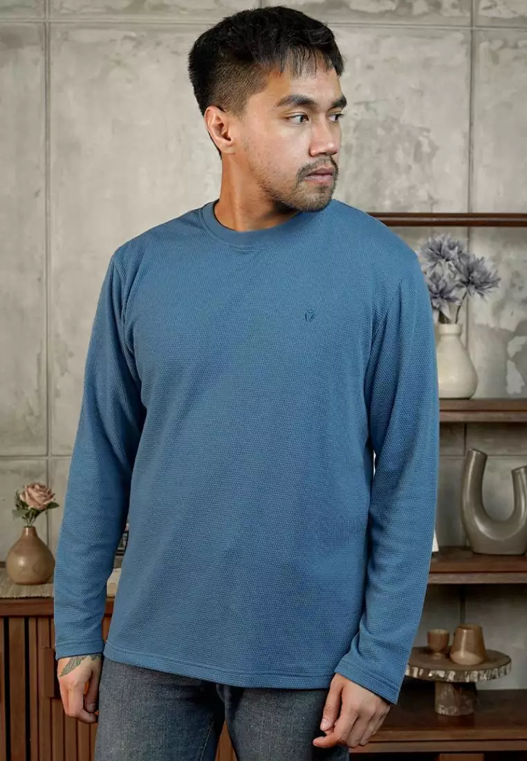 MATSUDA Kaos Lengan Panjang 20S Texture Popcorn Katun Nagato