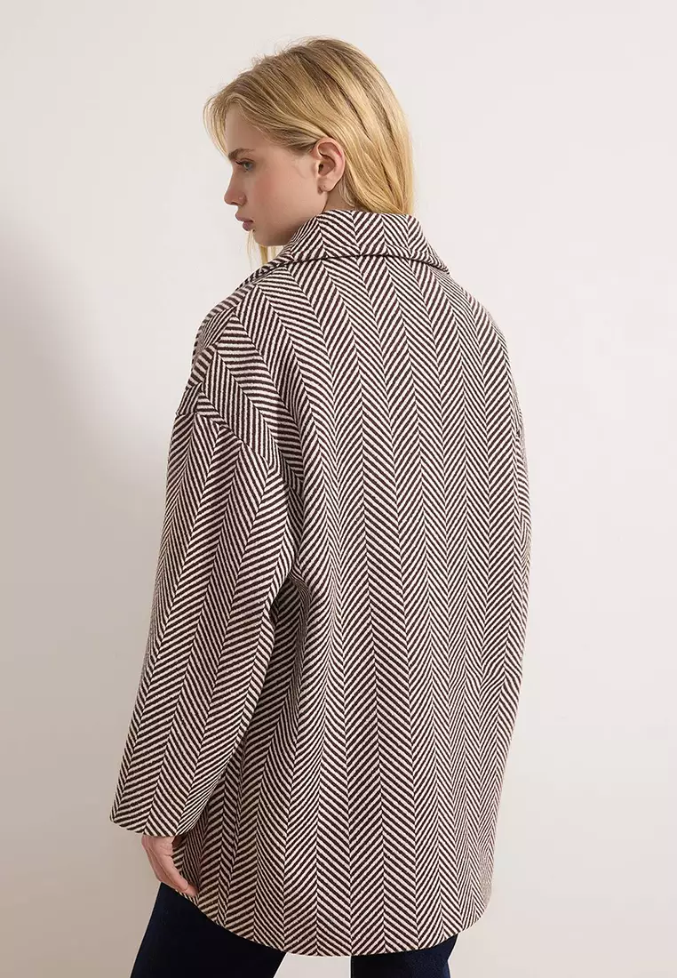Mink Oversize Diagonal Mono Closure Midi Cashmere Coat Twoaw26Kb75