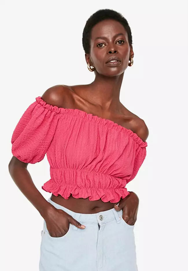 Pink off 2025 shoulder blouse