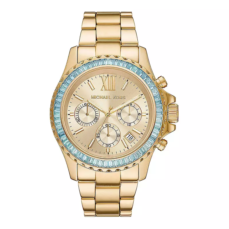 Jam Tangan Michael Kors Everest MK7210 Chronograph Gold Dial Gold Stainless Steel Strap
