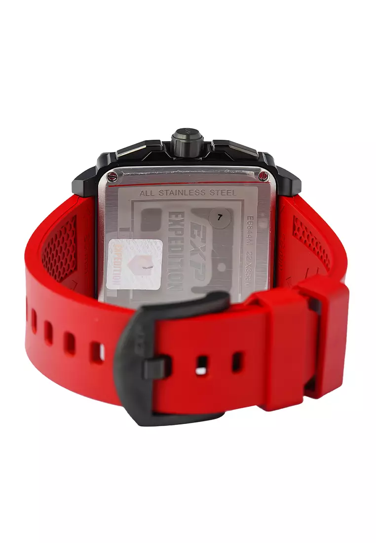 Expedition EXP 6844 MCRIGBARE - Jam Tangan Chronograph Pria - Red Rubber Strap