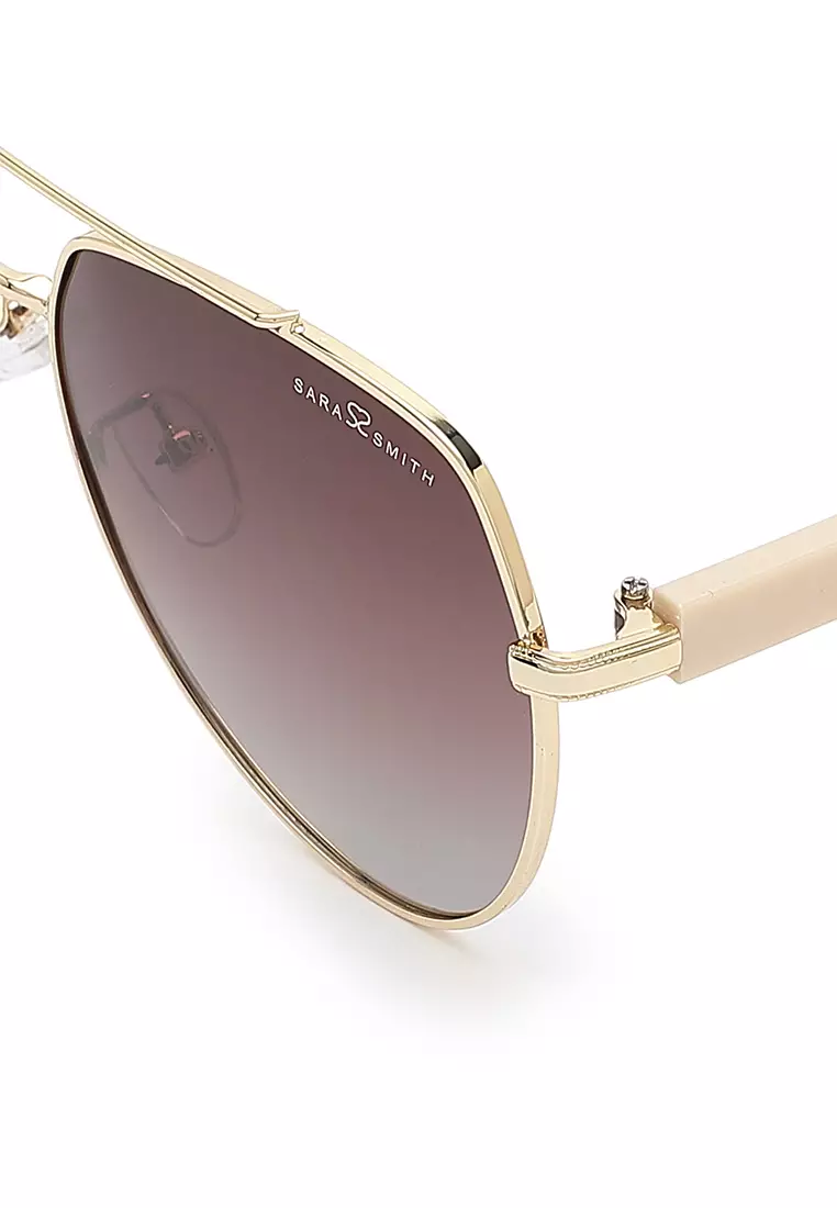 Unisex Polarized Aviator Sunglasses (Kacamata Hitam) - Emas / Cokelat