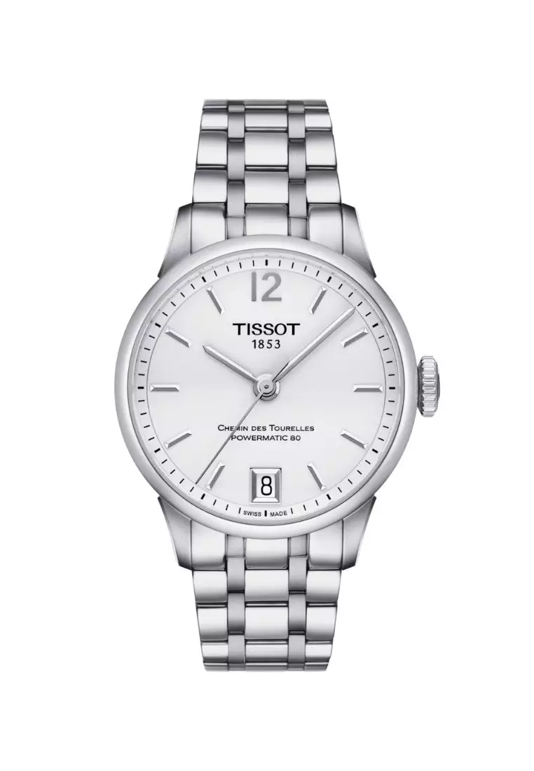 Tissot Chemin Des Tourelles Powermatic 80 Helvetic Silver Dial Silver Steel Strap Watch For Women - T099.207.11.116.00