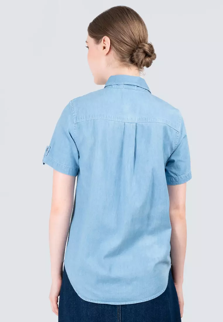 Polo Haus - Women’s Signature Fit Denim Short Sleeve Shirt WWSSV003