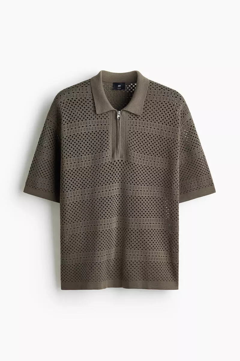 Relaxed Fit Hole-knit polo shirt