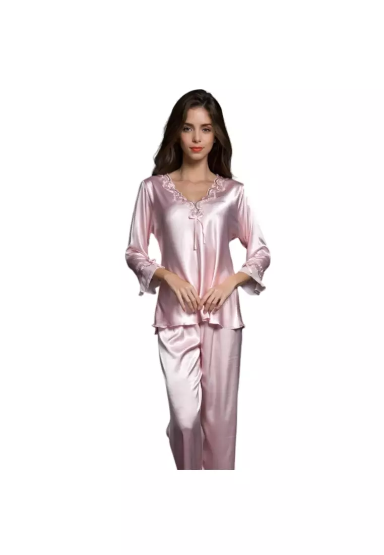 Women's Sexy Lace Pajamas Two Piece Set Purple