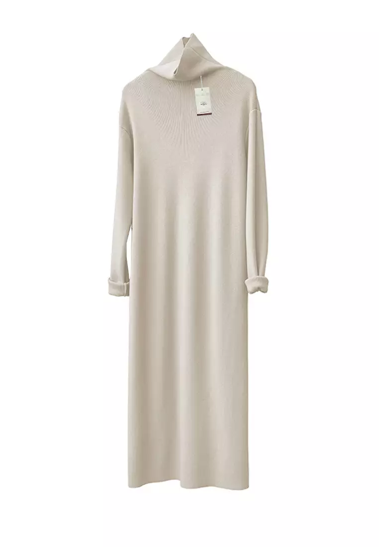 White long new arrivals sleeve turtleneck dress