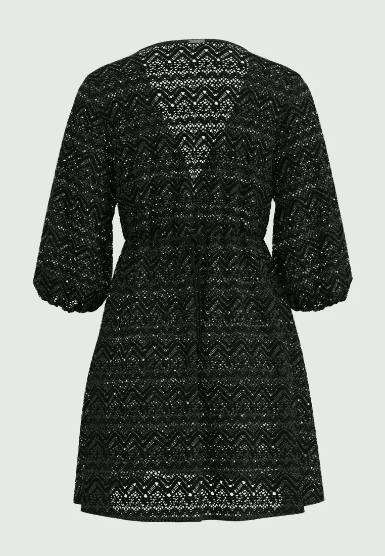 Crochet黑色勾針編織 V領沙灘裙