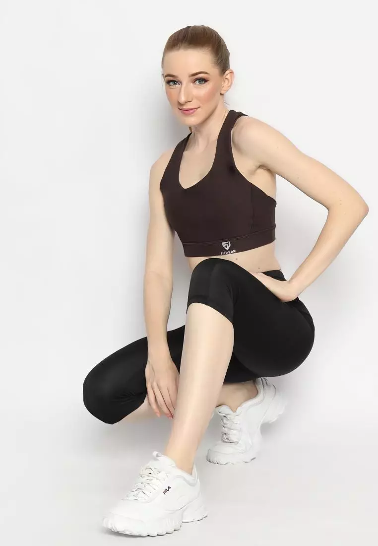 Fitwear - Sportbra Olahraga Wanita SAMANTHA [CAGED PLAIN] - CHOCOLATE