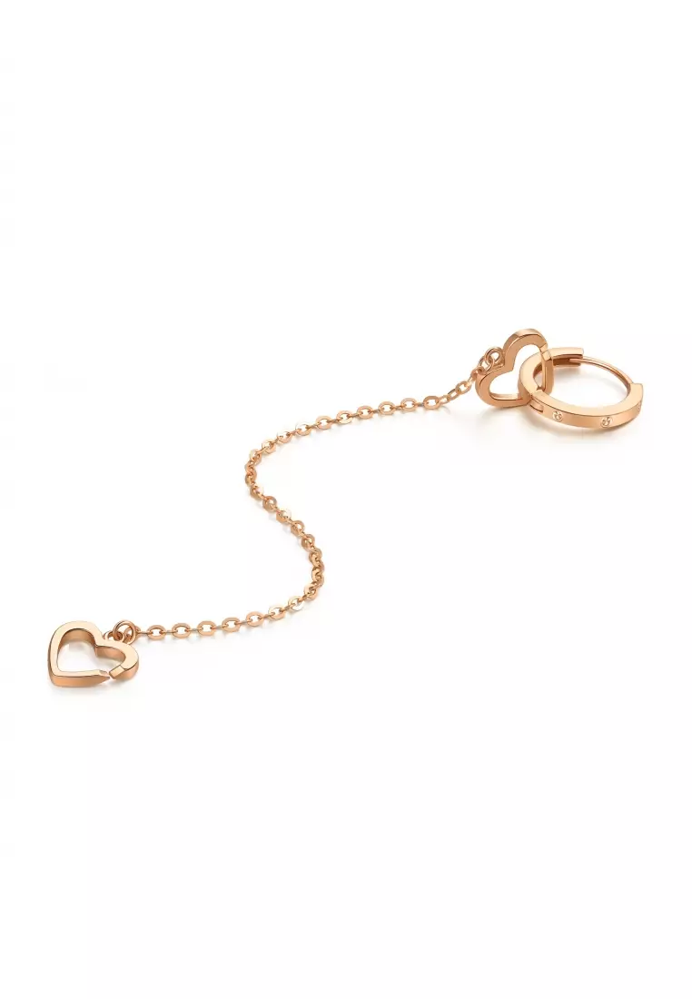 Delicate Gold 18K Rose Gold Love Heart Necklace for Women 92632N