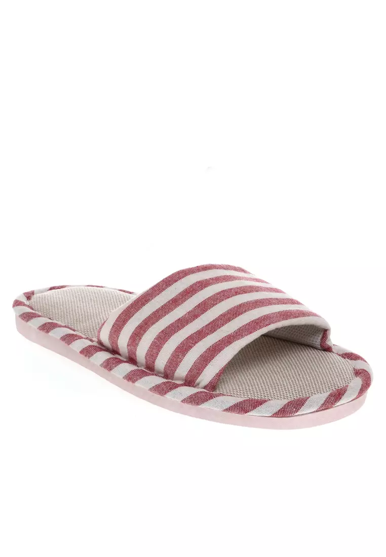 Asher Sandal Selop Wanita Comfy Kain Indoor Size 38/39 Material Linen ORIGINAL - Red