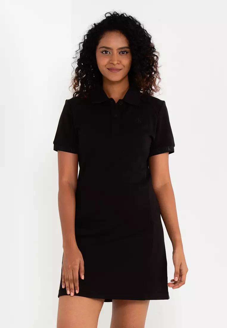 Buy Calvin Klein Logo Tape Slim Polo Dress - Calvin Klein Jeans in CK Black  2024 Online