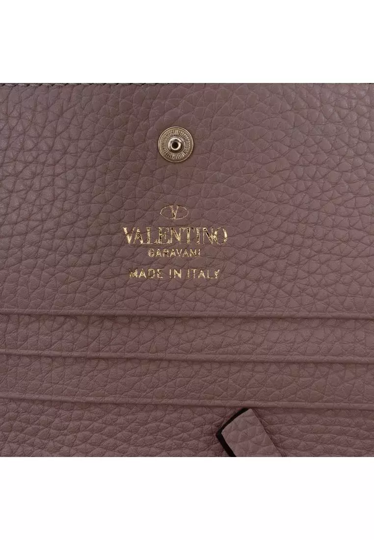 Pre-Loved Valentino Leather Rockstud Compact Wallet
