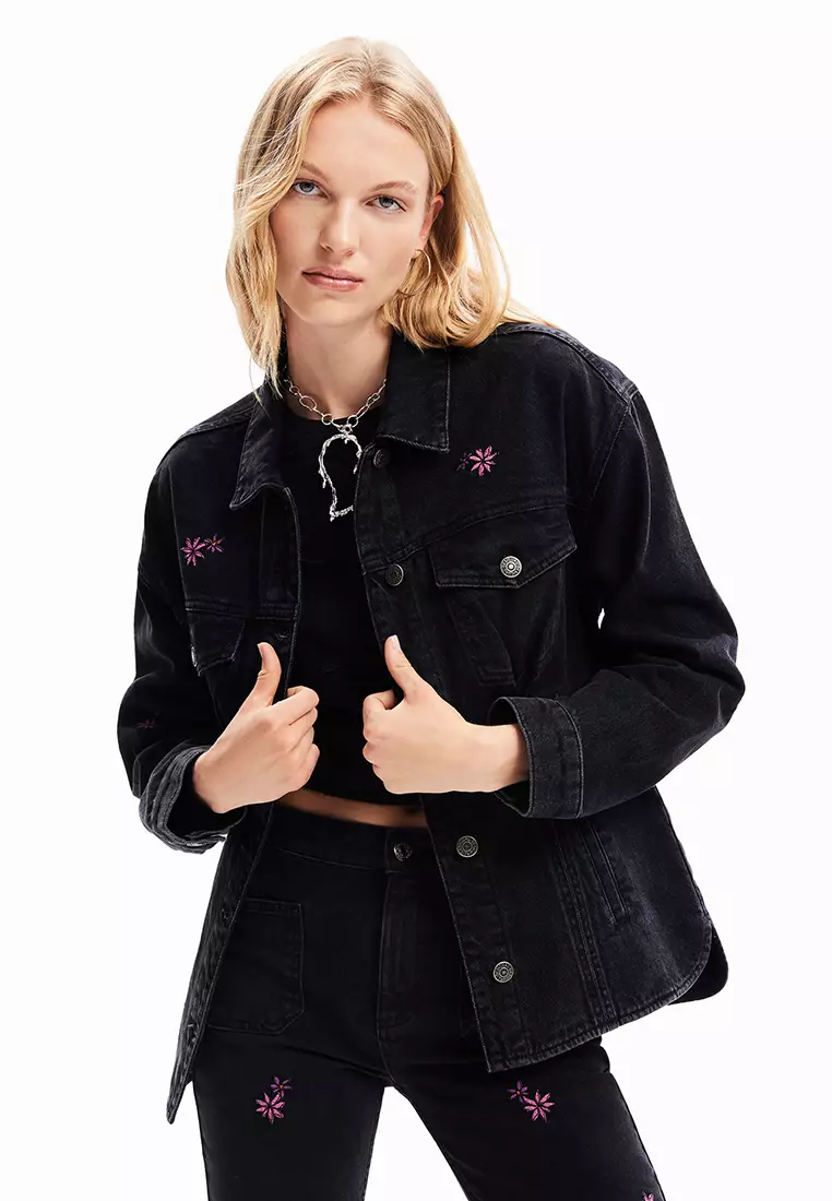 Women's floral denim jacket best sale