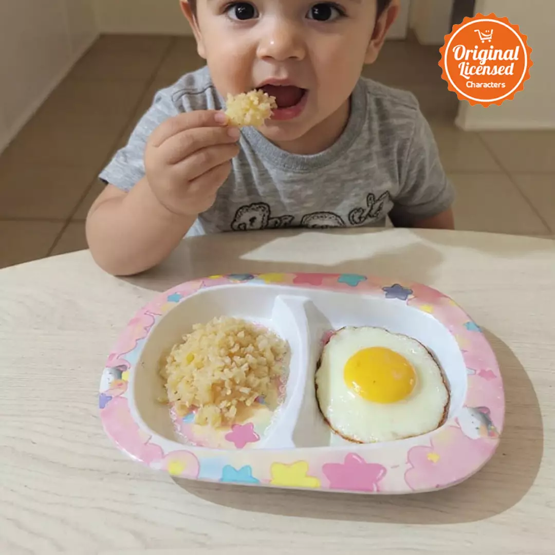 Piring Makan Anak Sekat Melamin 24x21 cm Karakter Hewan Lucu Puchy Kitty