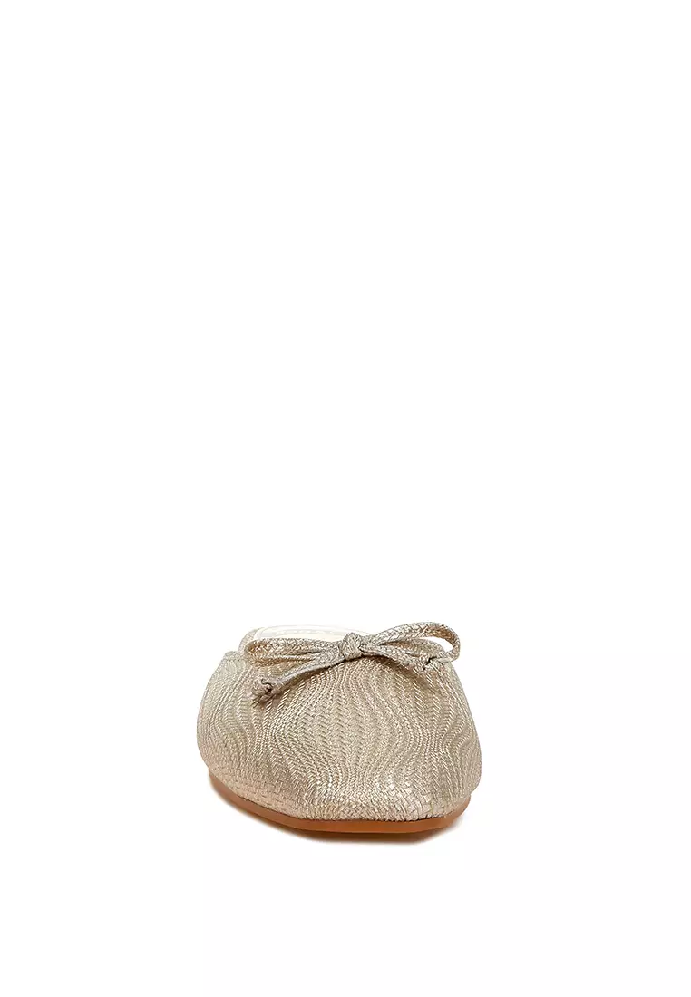 Party Bow Slip-On Mules in Gold