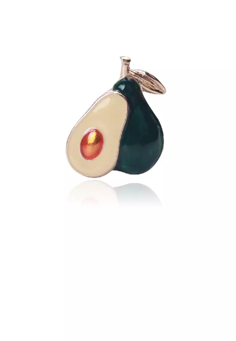 Buy Mooclife Simple and Sweet Plated Gold Enamel Avocado Brooch