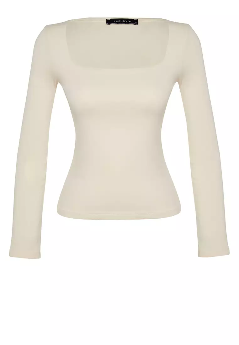 Square Neck Knit Blouse